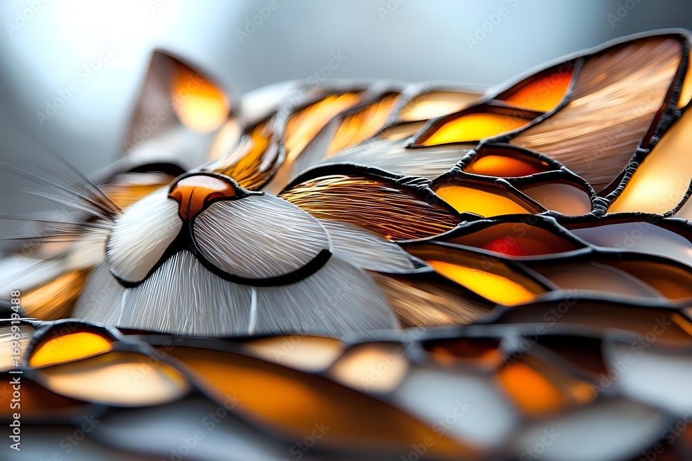 Poster abstract orange and brown layered shapes with metallic texture creating dynamic composition with dep