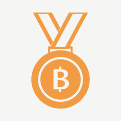 orange and white illustration of a medal