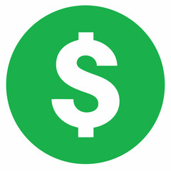 A bold white dollar sign is prominently displayed on a vibrant green circle