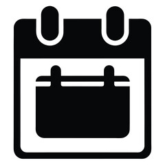 Black and White Calendar Icon with TearOff Design for Planning and Scheduling
