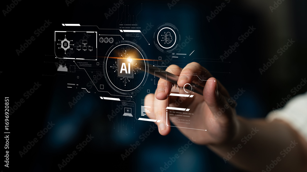 Poster ai interface showing how artificial intelligence powers systems. ai artificial intelligence transfor