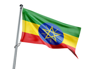 Ethiopia flag with green yellow red and star
