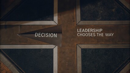 Obraz premium Inspirational Leadership Quote on Decision Making with Compass Symbol