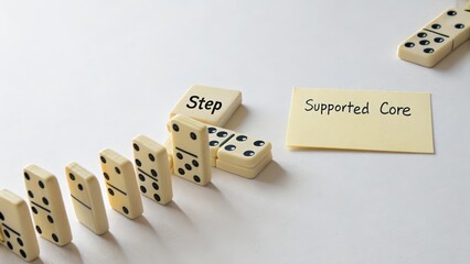 Domino Effect Concept with Sticky Notes for Business Strategy Planning