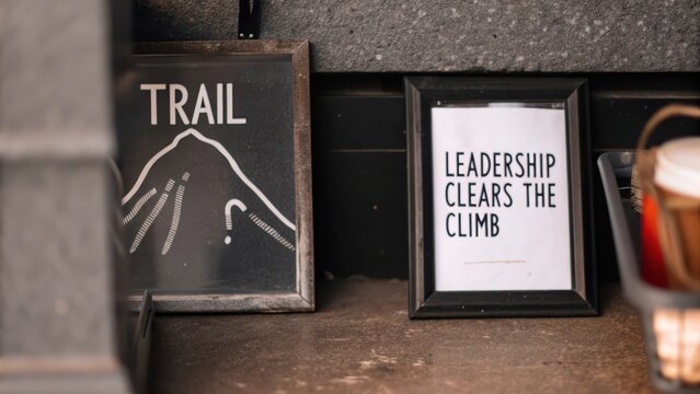 Inspirational Leadership Quotes and Nature Trail Sign Display