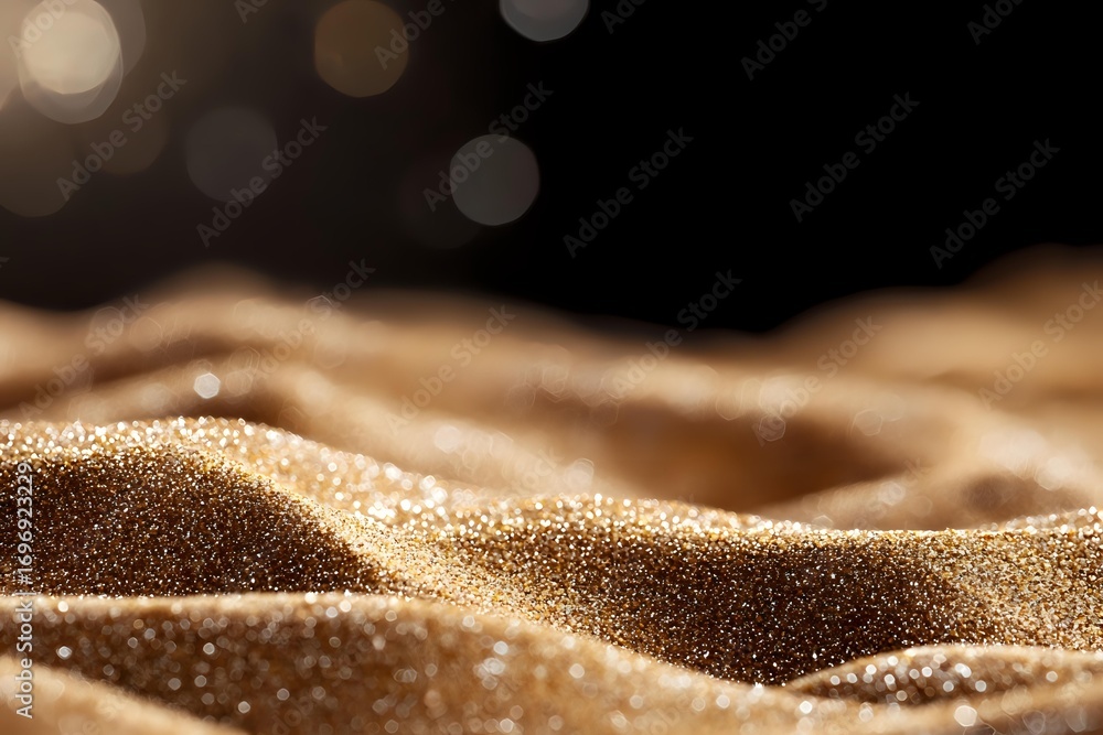 Aufkleber shimmering golden sand dunes with soft bokeh lights in background create dreamy abstract landscape m
