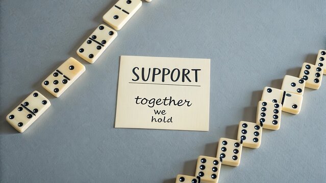 Support Together We Hold Motivational Quote with Domino Effect
