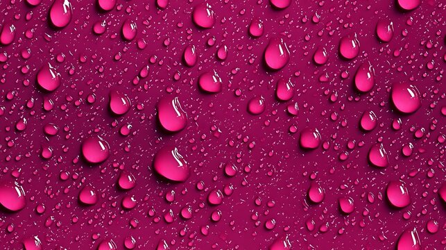 Shiny water drops on magenta surface creating natural pattern with light reflections and shadows. Pure condensation background for fresh and pure concepts. - Powered by Adobe