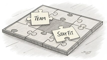 Team Puzzle Concept for Staying Fit with Missing Piece Illustration