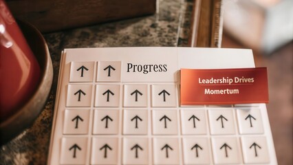 Progress Board with Leadership Concept and Upward Arrows Symbolism