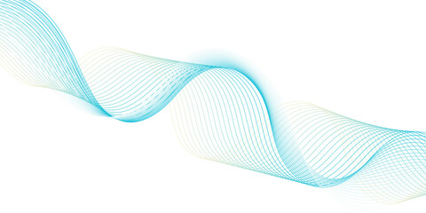 Abstract Flowing Wave Lines with Teal and Yellow Gradient