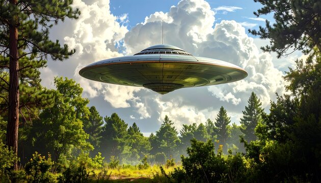 UFO over a forest