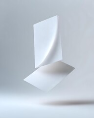 Minimalist composition of floating white paper sheets casting soft shadows on light background, creating clean geometric shapes and curves. Suitable for business concepts.