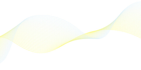 Abstract technology lines on white background. Undulate golden Wave Swirl, frequency sound wave, twisted curve lines with blend effect, wave with lines created using blend tool.