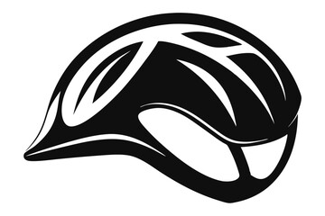 Sleek Black and White Bicycle Helmet with Ventilation Openings Graphic Illustration