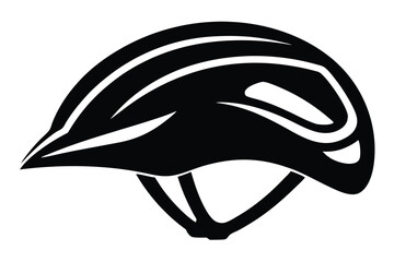 Black Cycling Helmet Illustration Streamlined Design with Vents and Adjustable Straps Graphic Image