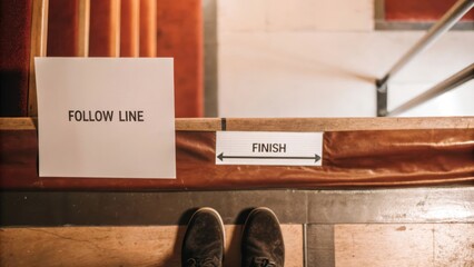 Signs Indicating Pathway to Finish Line for Event Participants