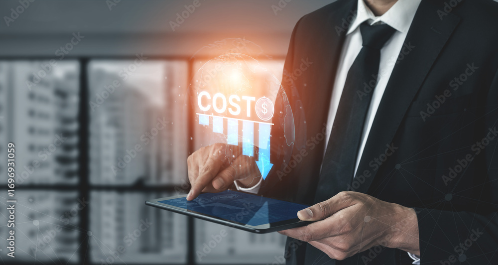 Poster cost reduction and cost saving through digital transformation, business cost optimization, operation