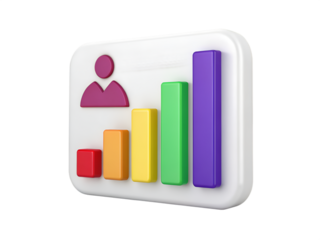 Colorful bar chart with person icon panel