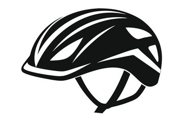 Sleek Black and White Bicycle Helmet with Strategic Vents Illustration Design Style