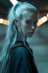 High-fantasy close-up of dark elf, dramatic moody tones and partial view emphasize elegance and danger.