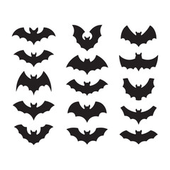 Obraz premium Black Bat Silhouettes on White Spooky Row for Halloween Decoration and Design