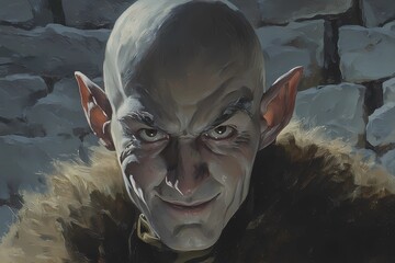 Artistic close-up of a fantasy elf with strong shadows, one side hidden, suggesting secrets and magical origin.