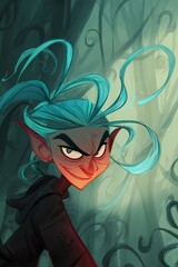 Artistic close-up of a fantasy elf with strong shadows, one side hidden, suggesting secrets and magical origin.