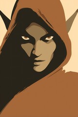 Artistic close-up of a fantasy elf with strong shadows, one side hidden, suggesting secrets and magical origin.