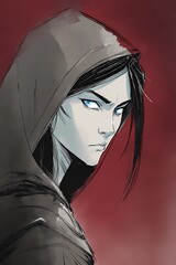 Artistic close-up of a fantasy elf with strong shadows, one side hidden, suggesting secrets and magical origin.