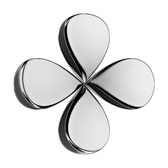 Elegant silver flower shape design for modern logo or abstract background on transparent background