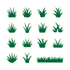 Fototapeta premium Collection of Green Grass Illustrations Showing Various Shapes and Styles for Design Purposes