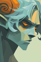 Artistic close-up of a fantasy elf with strong shadows, one side hidden, suggesting secrets and magical origin.