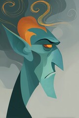 Artistic close-up of a fantasy elf with strong shadows, one side hidden, suggesting secrets and magical origin.