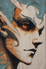 Artistic close-up of a fantasy elf with strong shadows, one side hidden, suggesting secrets and magical origin.