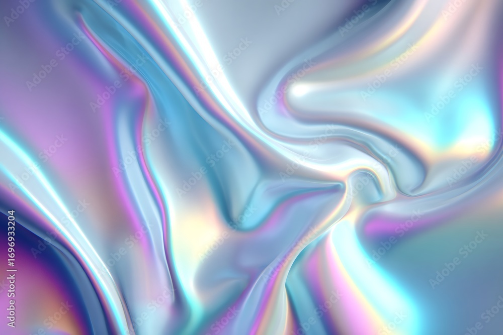 Aufkleber pastel holographic waves shimmering with iridescent light, creating fluid abstract texture for conte