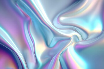 Pastel holographic waves shimmering with iridescent light, creating fluid abstract texture for contemporary design backgrounds