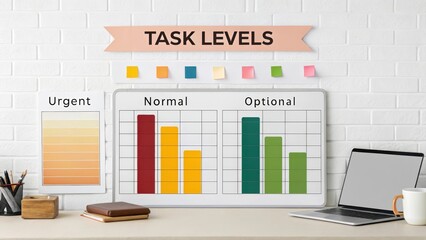 Visual Representation of Task Levels with Charts and Sticky Notes