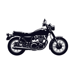 Classic motorcycle silhouette isolated on white background
