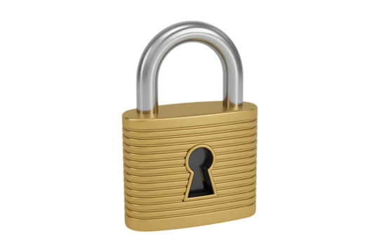 Secure your assets with this robust golden padlock, offering safety and peace of mind for valuables