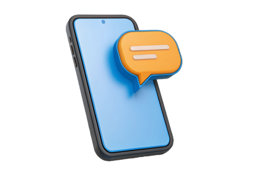 Smartphone with vibrant notification bubble for apps and digital communication concept icon