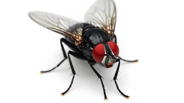 Close-up of a House Fly with Red Eyes