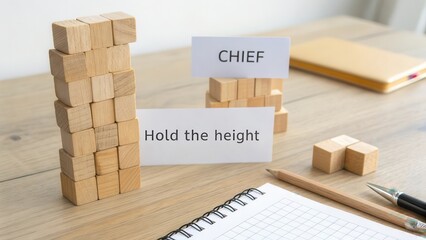 Wooden Blocks with Text Messages on a Minimalist Desk Setting