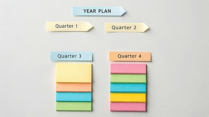 Yearly Planner Using Colorful Sticky Notes on Light Background