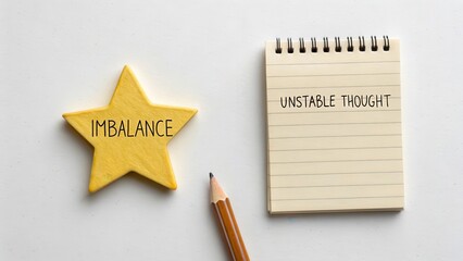 Yellow Star with Imbalance Text Next to Notepad and Pencil