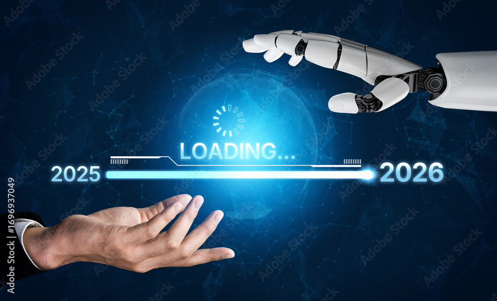 Poster ai visualizes the transition from 2025 to 2026 using smart progress tracking, predictive goal-settin