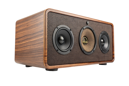 Vintage style wooden speaker with retro design for home audio system and music enthusiasts use