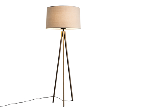 Modern tripod floor lamp with beige shade for home decor and ambient lighting solutions indoors
