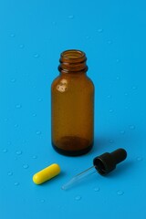 AI-Generated Amber Medicine Bottle with Colorful Pills
