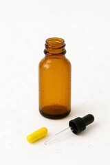 AI-Generated Amber Medicine Bottle with Colorful Pills